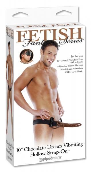 10in Chocolate Dream Vibrating Hollow Strap-On