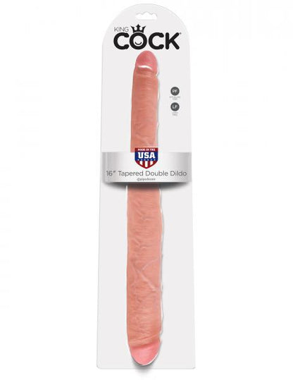 King Cock 16in Tapered Double Dildo - Beige