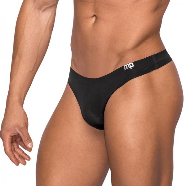 Male Power Seamless Sleek Sleek Thong W/sheer  Pouch Black Lx